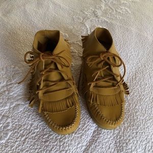 Jerome Dreyfuss Tan Ankle Boots with Fringe